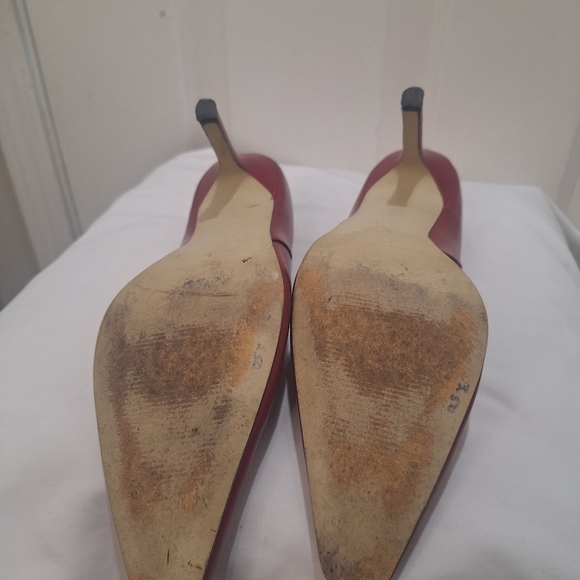 Karen Scott Red Leather Square Toe High Heels 3.5" Size 9.5 - Picture 8 of 9